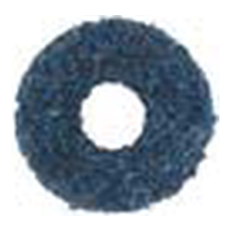 A blue ring-shaped abrasive disc with a center hole, shown close up