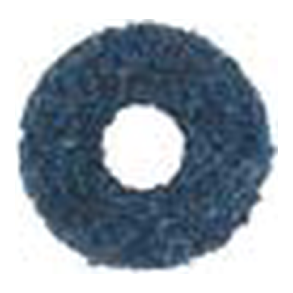 A blue ring-shaped abrasive disc with a center hole, shown close up