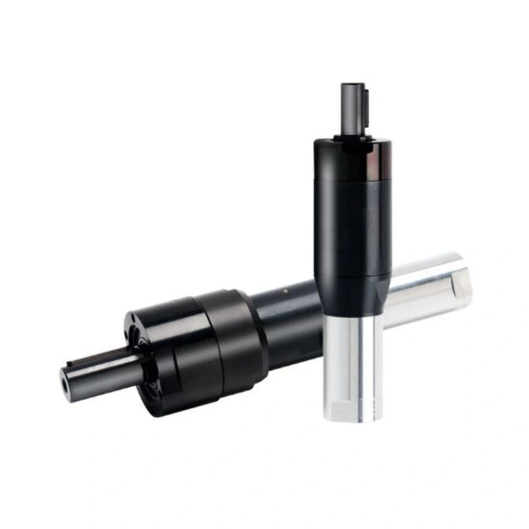 Two cylindrical air motors, one black and one silver, shown diagonally