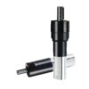 Two black-and-silver cylindrical motor bodies, one standing and one angled