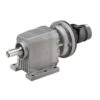 Gray industrial air motor with a boxy housing, a protruding front shaft
