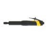 Side view of a black and yellow pneumatic straight grinder shown laid out