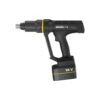 Black cordless torque wrench with a bottom battery pack and handle frame