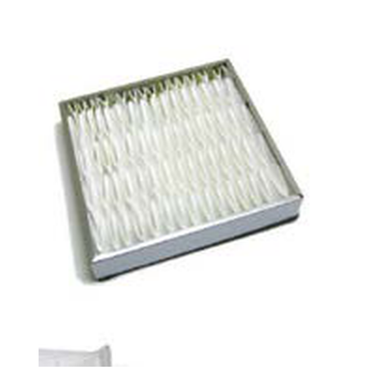 Rectangular white pleated filter in a gray frame, shown at an angle
