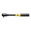 Black and yellow manual torque wrench with a long handle and a small square