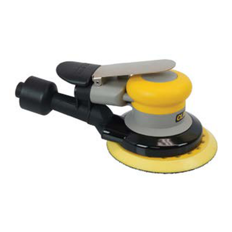 Pneumatic random-orbital sander with a round base, yellow pad