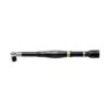 Black digital torque wrench, side view of a long straight tool