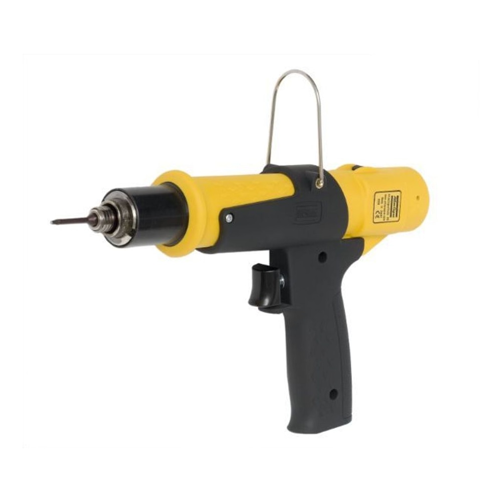 Yellow and black pistol-grip clutch screwdriver with a front bit and handle