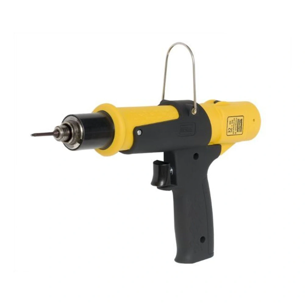 Yellow and black pistol-grip clutch screwdriver with a front bit and handle