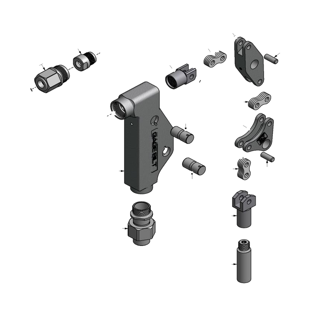 מבט מפורק מספר 2 על רכיבי ראש הסמרור Gage Bilt ASP10-713-58RA - Exploded component view 2 of Gage Bilt ASP10-713-58RA nose assembly