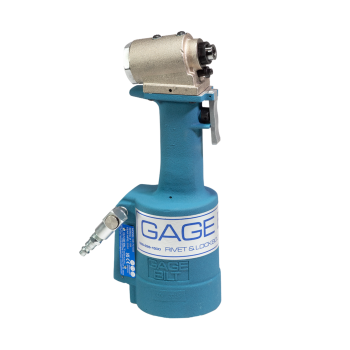 כלי סמרור פנאומטי-הידראולי Gage Bilt GB731OS בתצוגת מוצר על רקע לבן - Gage Bilt GB731OS pneudraulic riveting tool shown on a white background