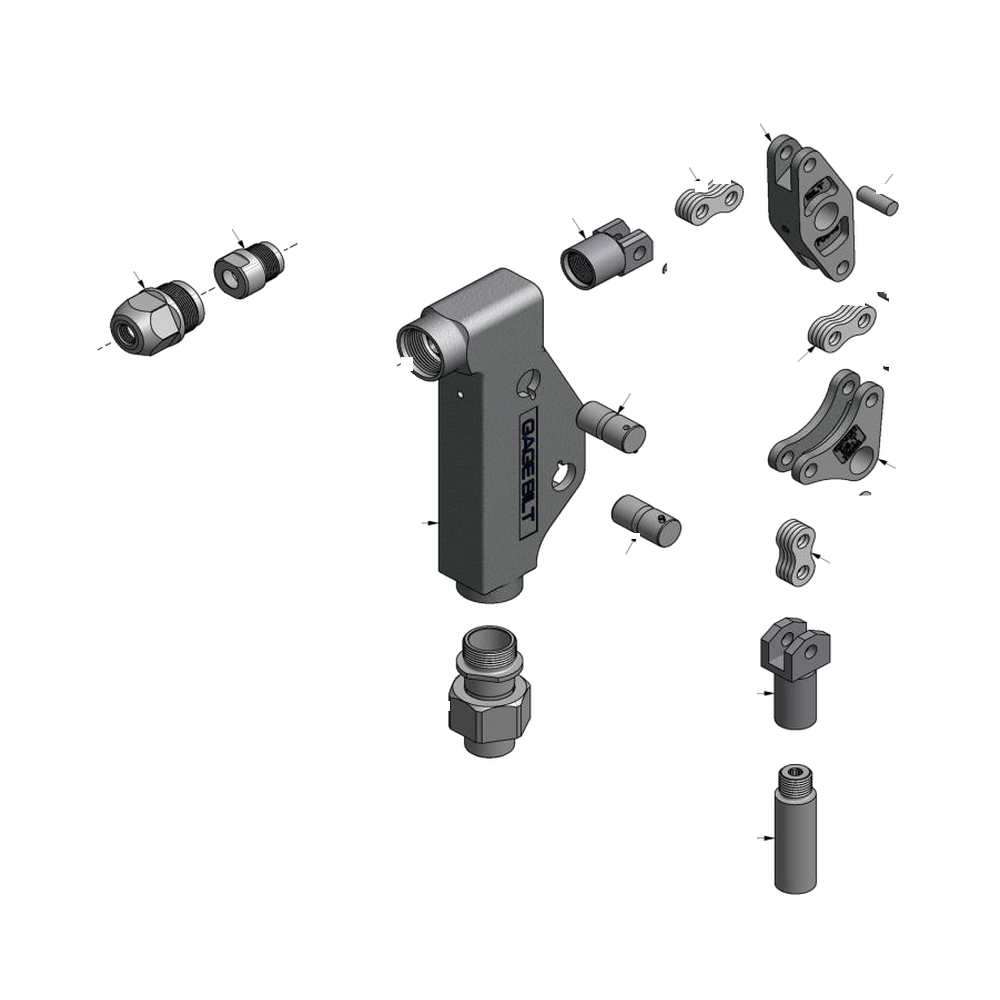 מבט מפורק מספר 2 על רכיבי ראש הסמרור Gage Bilt 6N-713A-58RA - Exploded component view 2 of Gage Bilt 6N-713A-58RA nose assembly