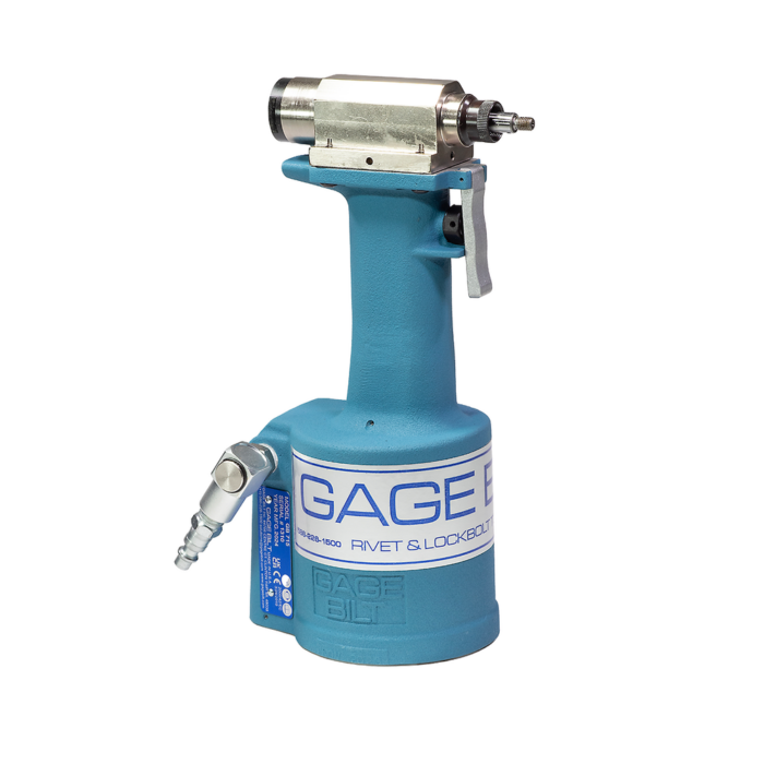 כלי סמרור פנאומטי-הידראולי Gage Bilt GB715 בתצוגת מוצר על רקע לבן - Gage Bilt GB715 pneudraulic riveting tool shown on a white background