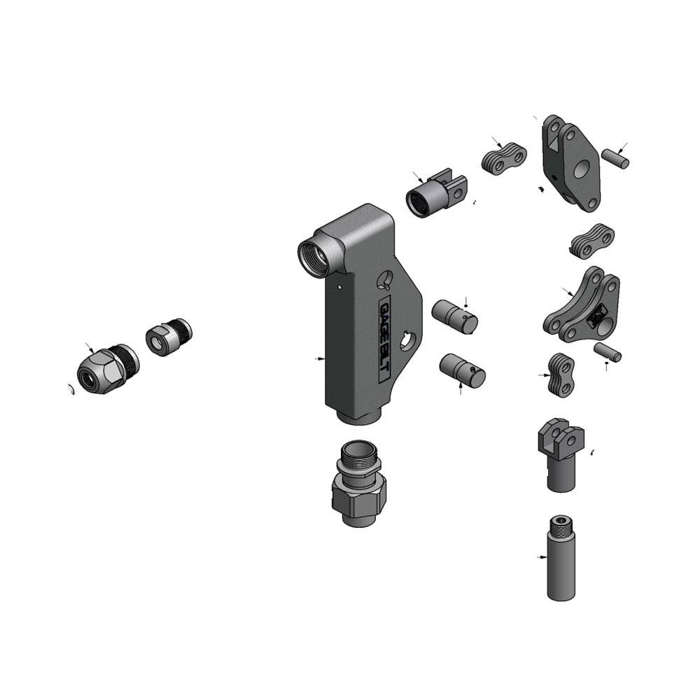 מבט מפורק מספר 2 על רכיבי ראש הסמרור Gage Bilt UAB08-713-58RA - Exploded component view 2 of Gage Bilt UAB08-713-58RA nose assembly