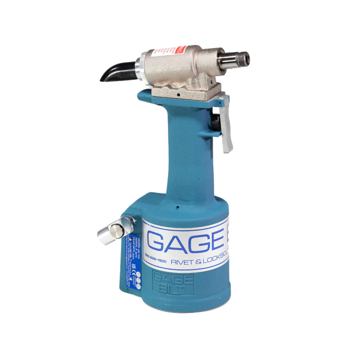 כלי סמרור פנאומטי-הידראולי Gage Bilt GB703 בתצוגת מוצר על רקע לבן - Gage Bilt GB703 pneudraulic riveting tool shown on a white background