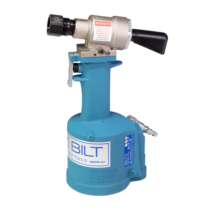 כלי סמרור פנאומטי-הידראולי Gage Bilt GB745 בתצוגת מוצר על רקע לבן - Gage Bilt GB745 pneudraulic riveting tool shown on a white background