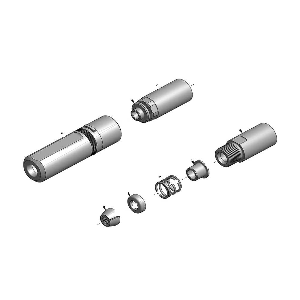מבט מפורק מספר 2 על רכיבי ראש הסמרור Gage Bilt NAS10-353B-23 - Exploded component view 2 of Gage Bilt NAS10-353B-23 nose assembly