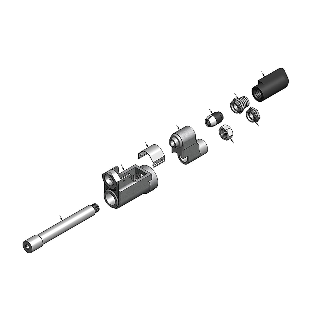מבט מפורק מספר 2 על רכיבי ראש הסמרור Gage Bilt NAS12-205A-31 - Exploded component view 2 of Gage Bilt NAS12-205A-31 nose assembly