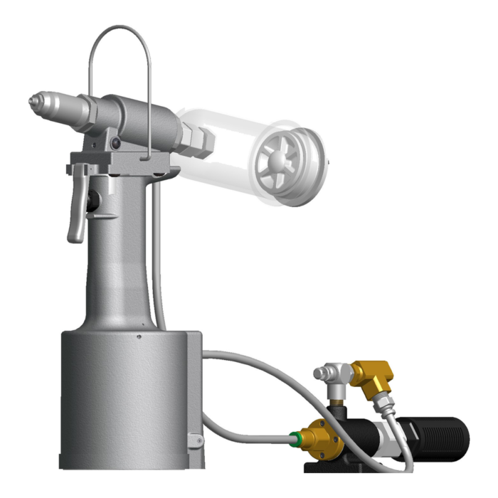 כלי סמרור פנאומטי-הידראולי Gage Bilt GB703V במבט מוצר על רקע לבן - Gage Bilt GB703V pneudraulic rivet tool product view on a white background