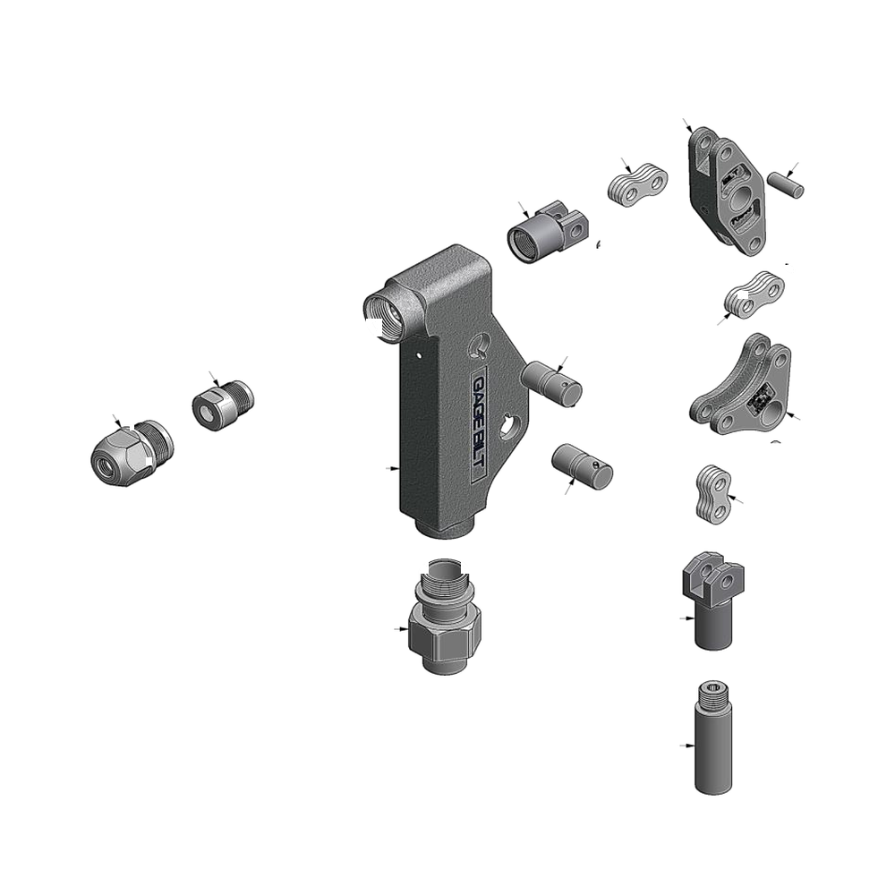 מבט מפורק מספר 2 על רכיבי ראש הסמרור Gage Bilt SB-713A-58RA - Exploded component view 2 of Gage Bilt SB-713A-58RA nose assembly