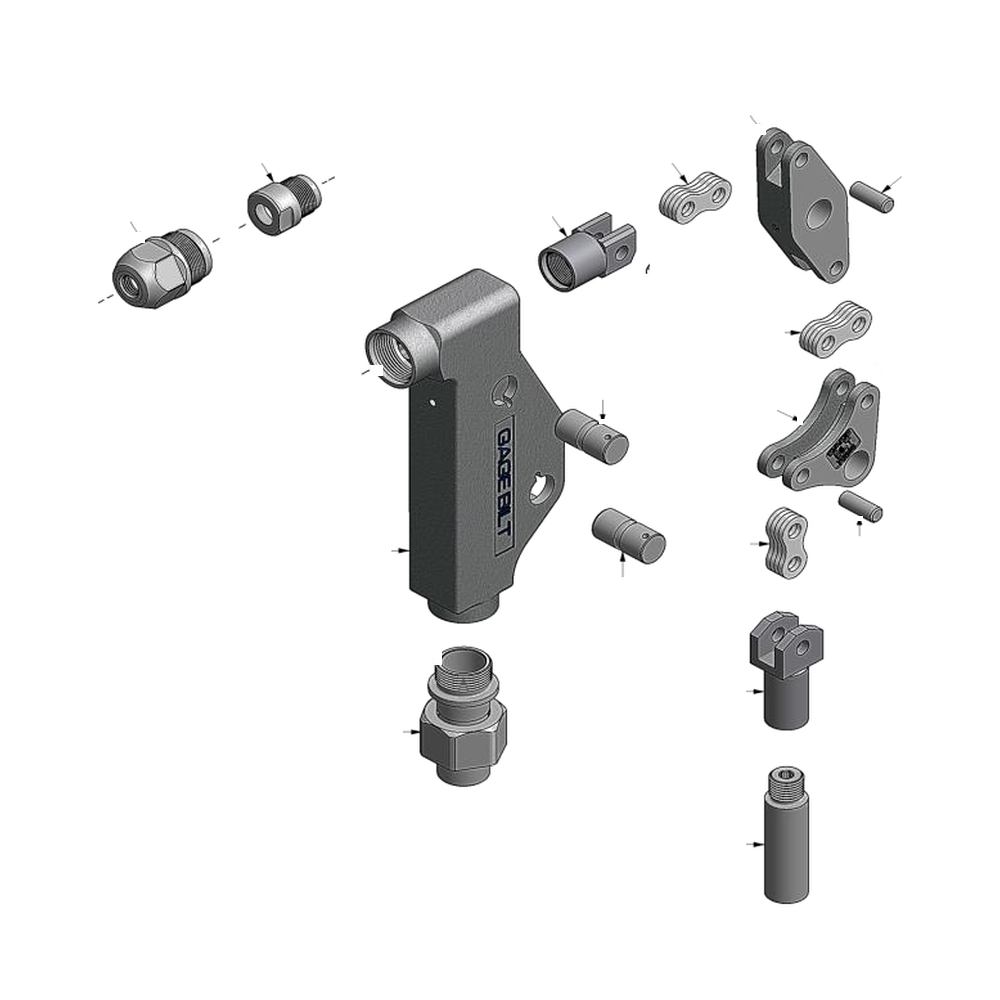 מבט מפורק מספר 2 על רכיבי ראש הסמרור Gage Bilt 8C-713B-58RA - Exploded component view 2 of Gage Bilt 8C-713B-58RA nose assembly