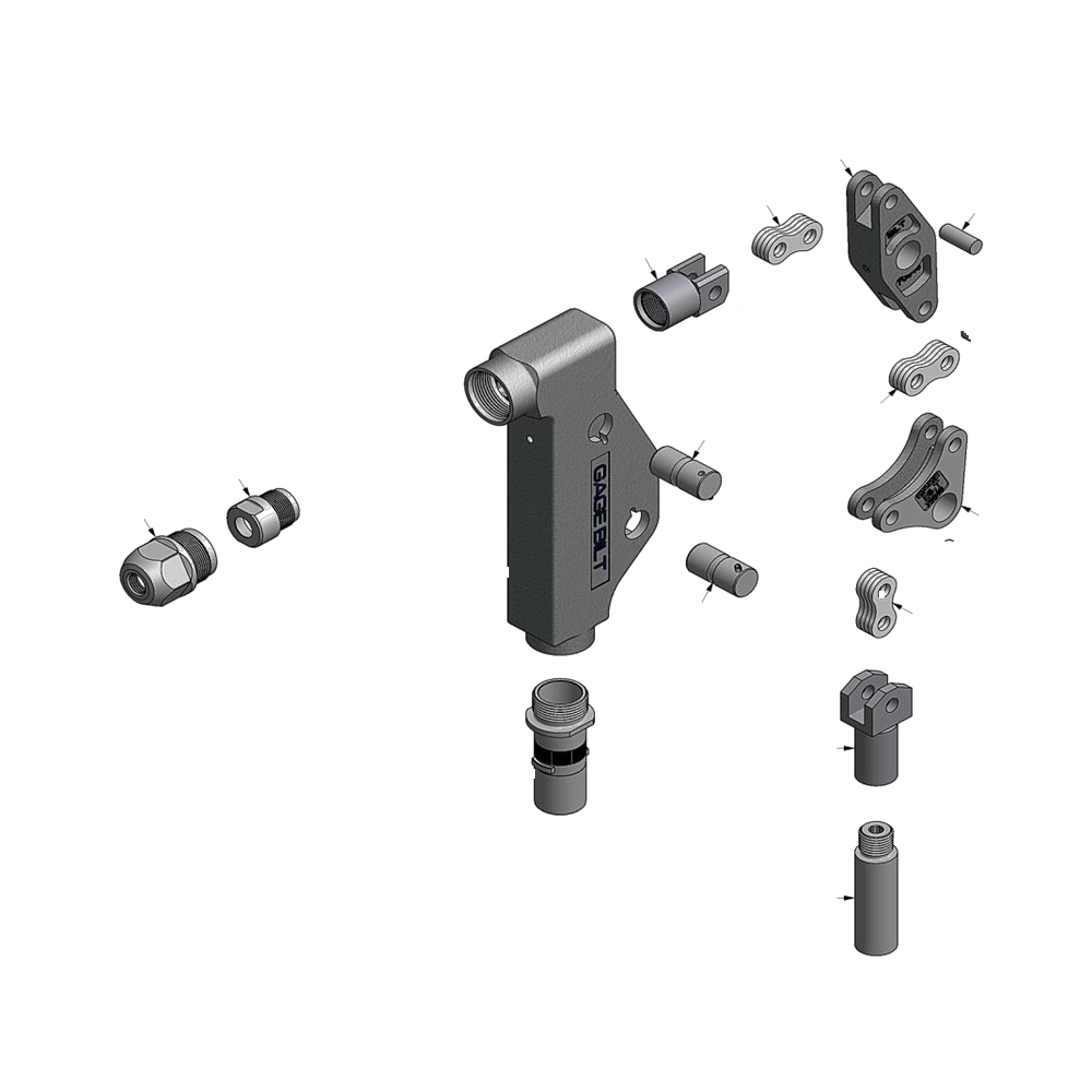 מבט מפורק מספר 2 על רכיבי ראש הסמרור Gage Bilt UBB06-83A-58RA - Exploded component view 2 of Gage Bilt UBB06-83A-58RA nose assembly
