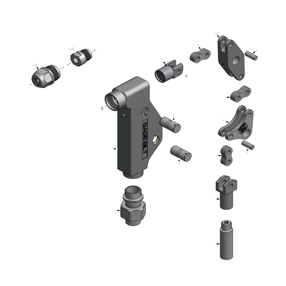מבט מפורק מספר 2 על רכיבי ראש הסמרור Gage Bilt MGL06-713B-58RA - Exploded component view 2 of Gage Bilt MGL06-713B-58RA nose assembly