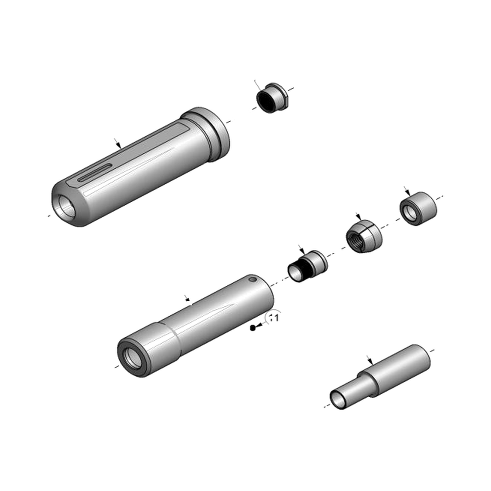 מבט מפורק מספר 2 על רכיבי ראש הסמרור Gage Bilt 24-585-70 - Exploded component view 2 of Gage Bilt 24-585-70 nose assembly