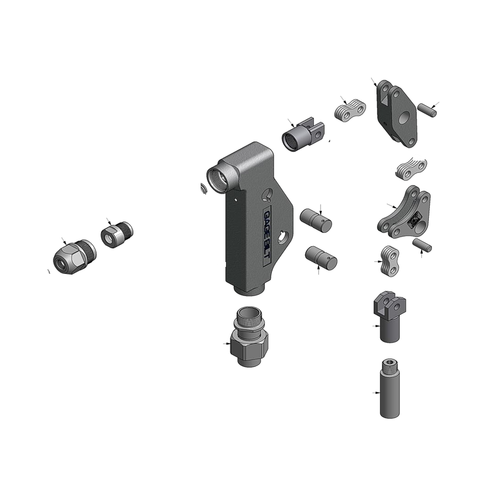 מבט מפורק מספר 2 על רכיבי ראש הסמרור Gage Bilt UBB06-713B-58RA - Exploded component view 2 of Gage Bilt UBB06-713B-58RA nose assembly
