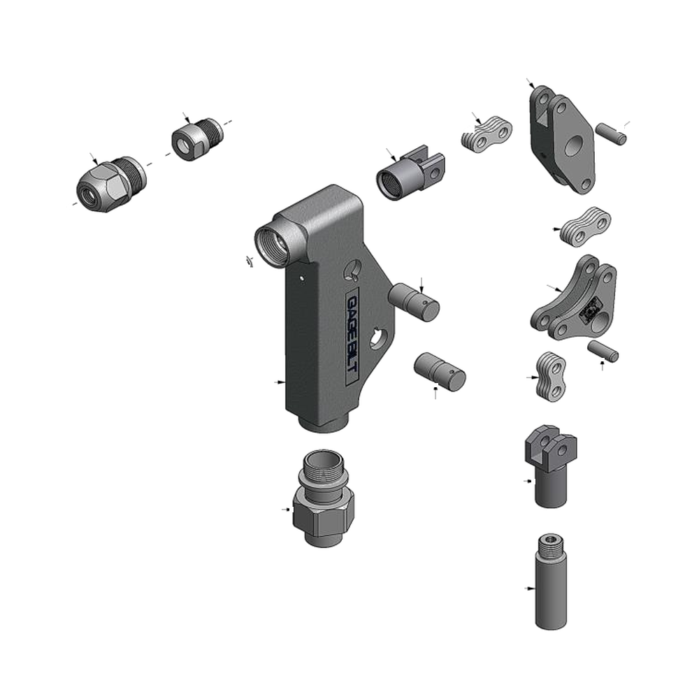 מבט מפורק מספר 2 על רכיבי ראש הסמרור Gage Bilt MGL08-713B-58RA - Exploded component view 2 of Gage Bilt MGL08-713B-58RA nose assembly