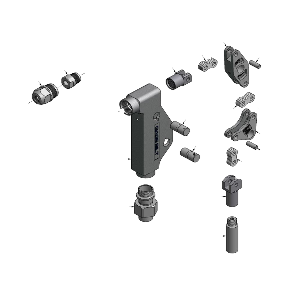 מבט מפורק מספר 2 על רכיבי ראש הסמרור Gage Bilt 8N-713A-58RA - Exploded component view 2 of Gage Bilt 8N-713A-58RA nose assembly