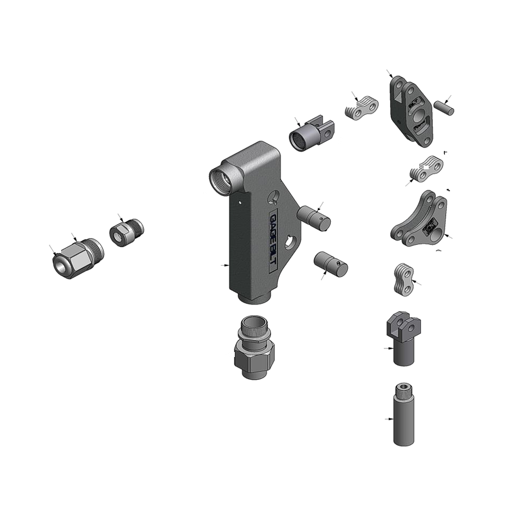 מבט מפורק מספר 2 על רכיבי ראש הסמרור Gage Bilt MG08-713-58RA - Exploded component view 2 of Gage Bilt MG08-713-58RA nose assembly