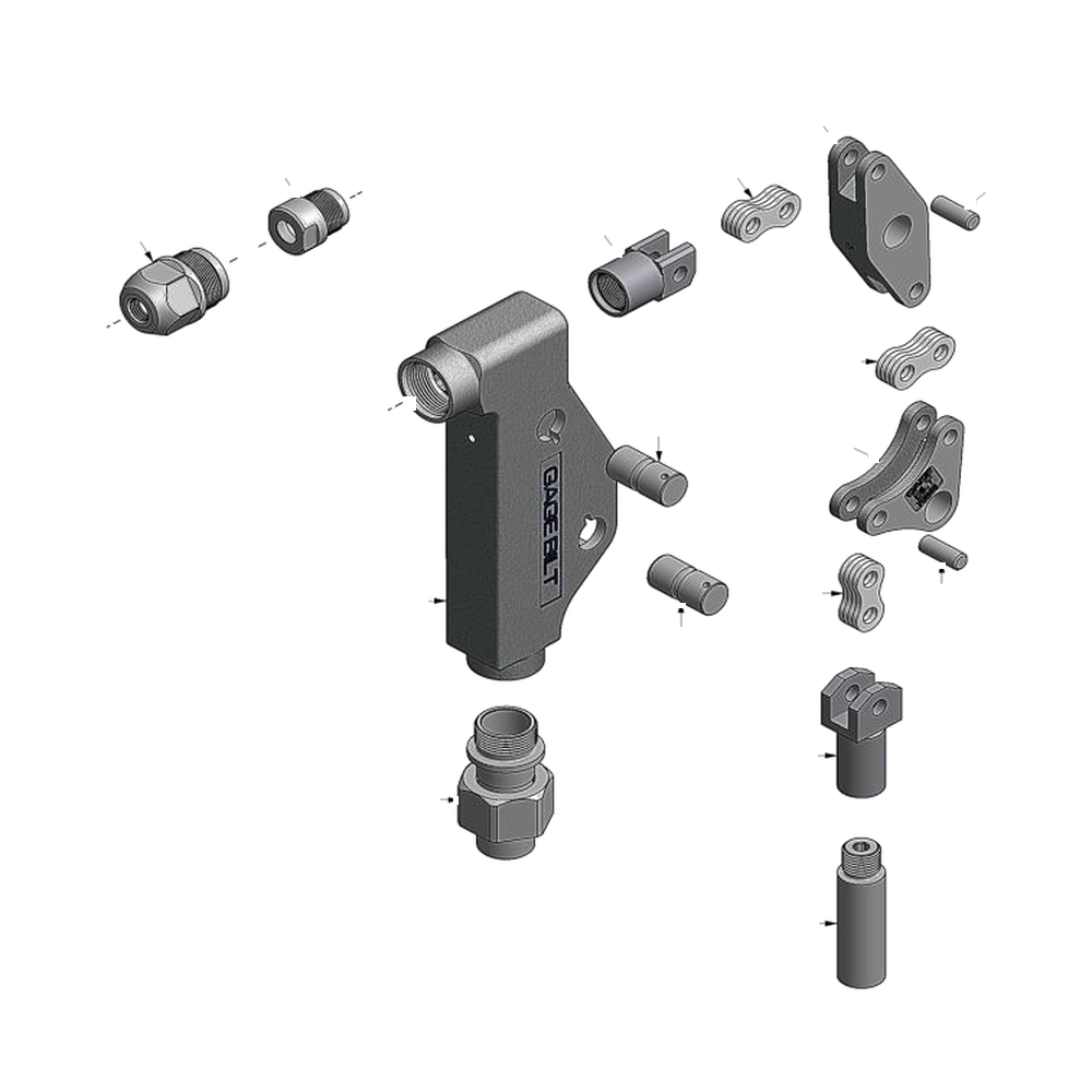 מבט מפורק מספר 2 על רכיבי ראש הסמרור Gage Bilt SMLS08-713B-58RA - Exploded component view 2 of Gage Bilt SMLS08-713B-58RA nose assembly