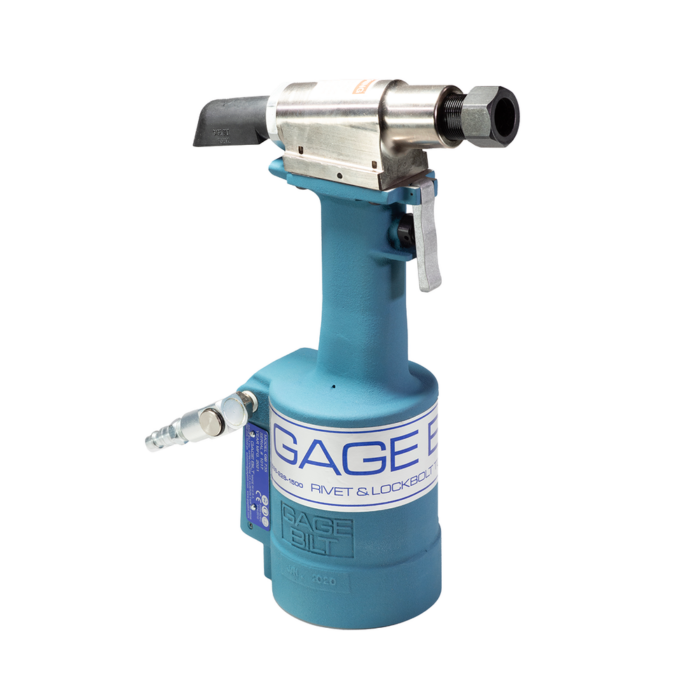 כלי סמרור פנאומטי-הידראולי Gage Bilt GB735 בתצוגת מוצר על רקע לבן - Gage Bilt GB735 pneudraulic riveting tool shown on a white background