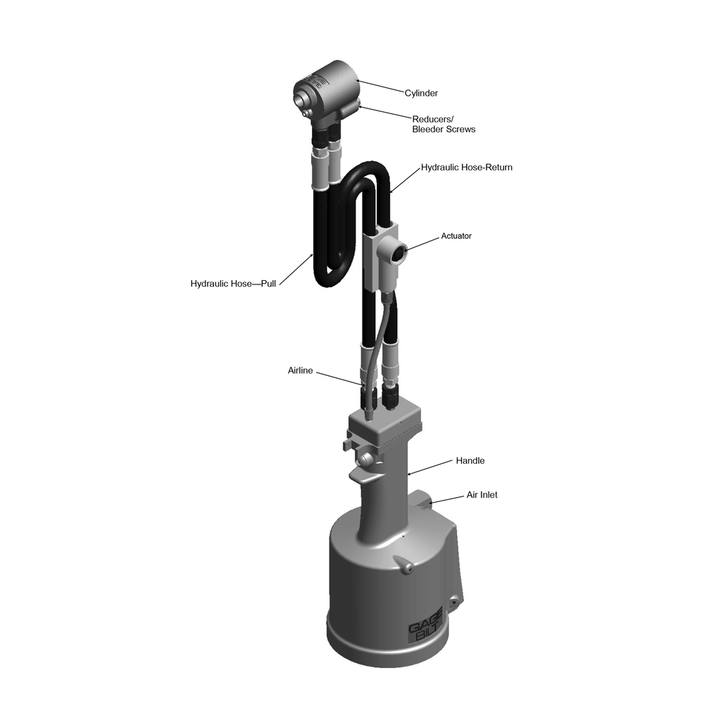 מבט נוסף על כלי סמרור למערכת מפוצלת Gage Bilt GB745-206-500 - Additional view of the Gage Bilt GB745-206-500 split-system rivet tool