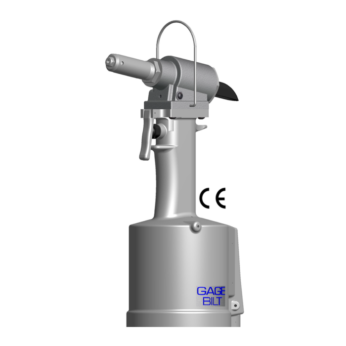 כלי סמרור פנאומטי-הידראולי Gage Bilt GB734 בתצוגת מוצר על רקע לבן - Gage Bilt GB734 pneudraulic riveting tool shown on a white background