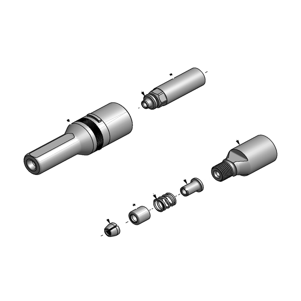 מבט מפורק מספר 2 על רכיבי ראש הסמרור Gage Bilt NAS06-353C-23 - Exploded component view 2 of Gage Bilt NAS06-353C-23 nose assembly
