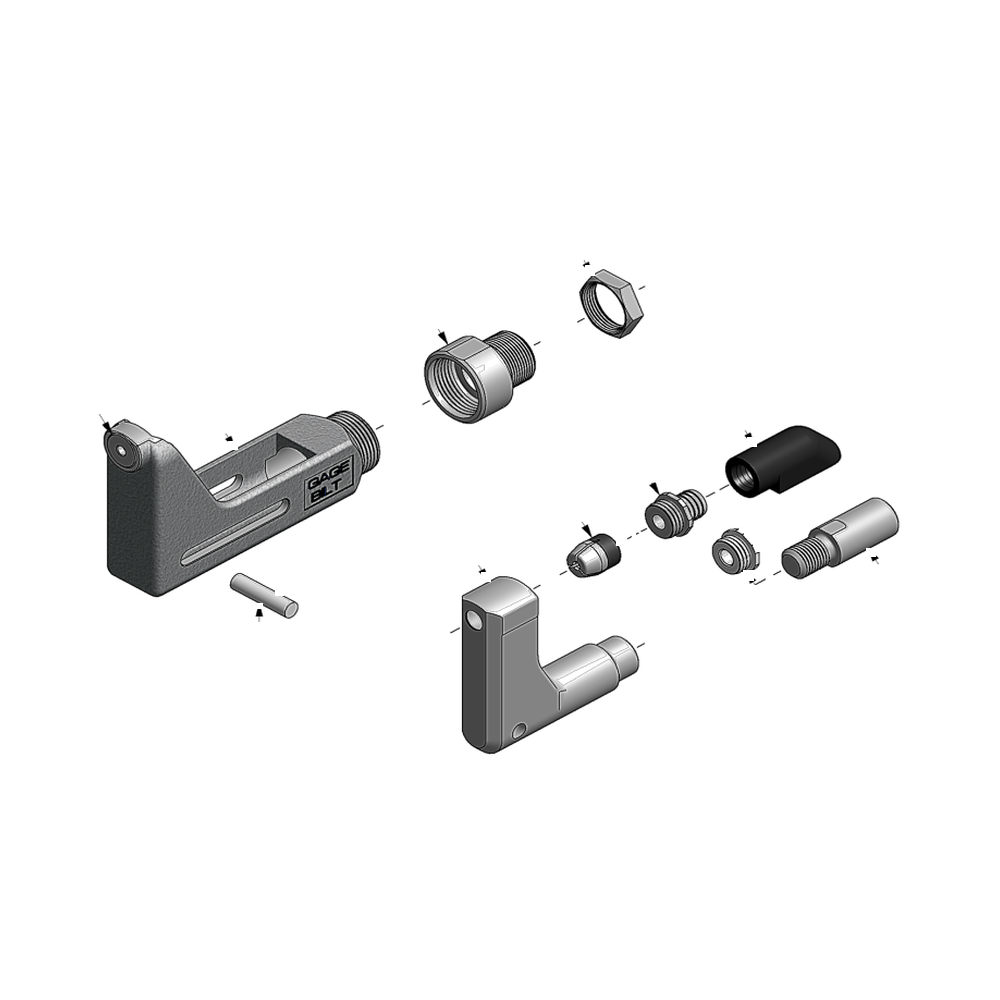 מבט מפורק מספר 2 על רכיבי ראש הסמרור Gage Bilt UBB04-715A-40OS - Exploded component view 2 of Gage Bilt UBB04-715A-40OS nose assembly