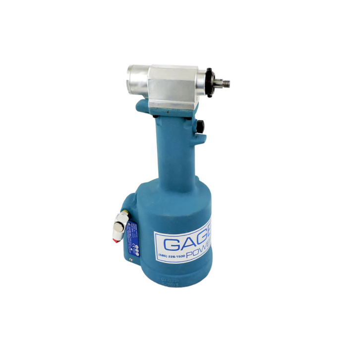 כלי סמרור פנאומטי-הידראולי Gage Bilt GB740 בתצוגת מוצר על רקע לבן - Gage Bilt GB740 pneudraulic riveting tool shown on a white background