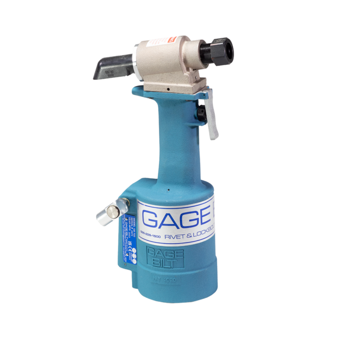 כלי סמרור פנאומטי-הידראולי Gage Bilt GB722 בתצוגת מוצר על רקע לבן - Gage Bilt GB722 pneudraulic riveting tool shown on a white background