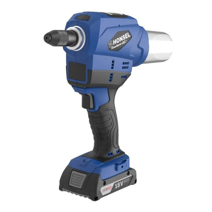 כלי הסמרור הנטען Honsel Rivdom eBZ 1 על רקע לבן - Honsel Rivdom eBZ 1 cordless riveting tool on a white background