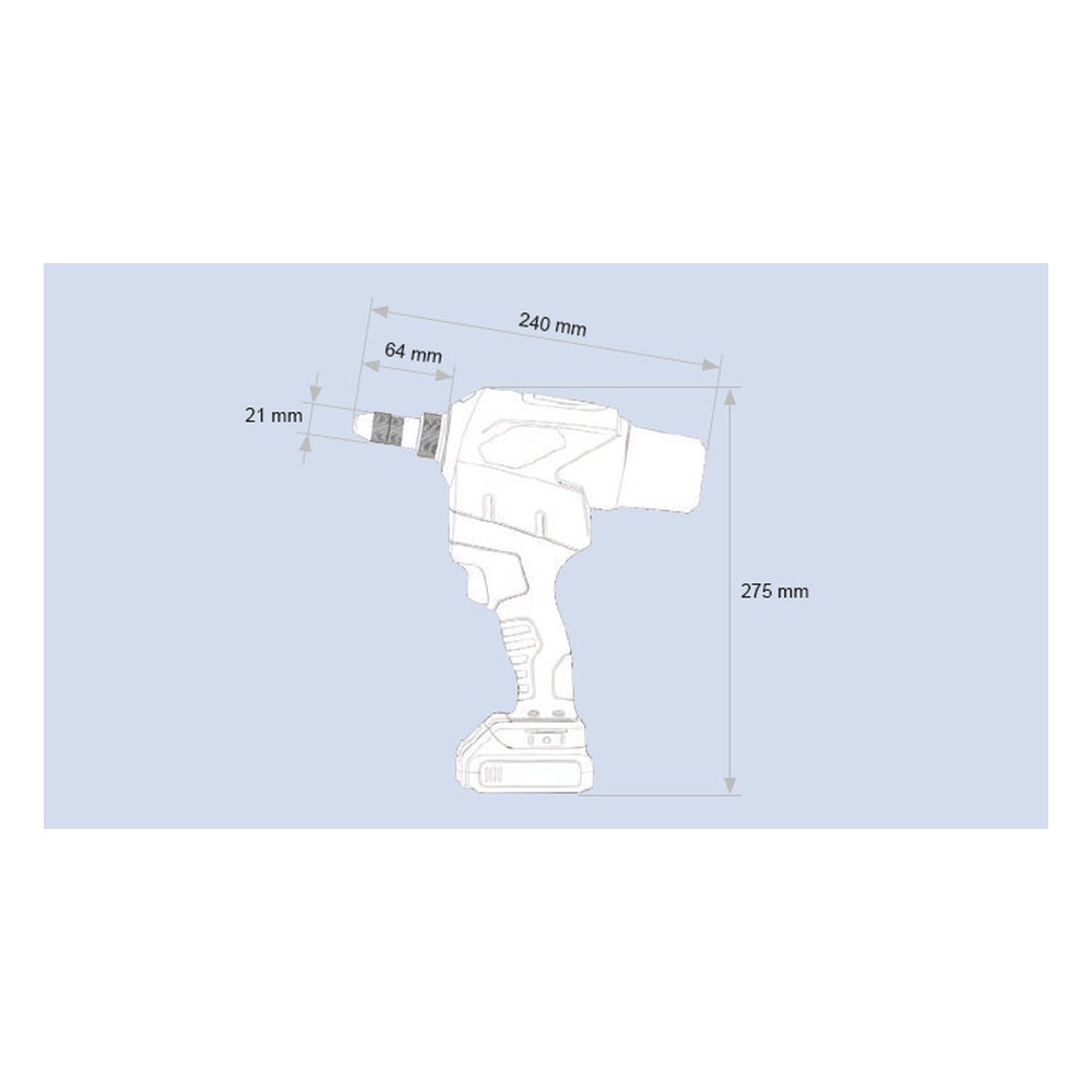 ממדי כלי הסמרור הנטען Honsel Rivdom eBZ ZERO באחיזה - Handheld size of the Honsel Rivdom eBZ ZERO cordless riveting tool