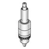 3D render of a white angled drilling unit with a toothed chuck-like lower