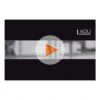 עמוד עם מסגרת שחורה, לוגו L.ADU וטקסט MQL SYSTEM מעל כפתור הפעלה משולש כתום