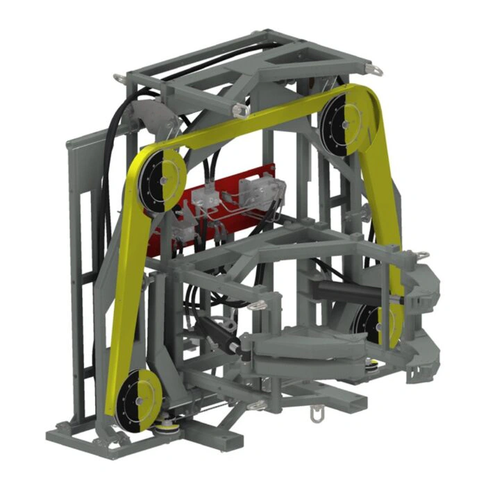 מכונה תעשייתית גדולה עם זרועות צהובות - Large industrial machine with yellow articulated arms