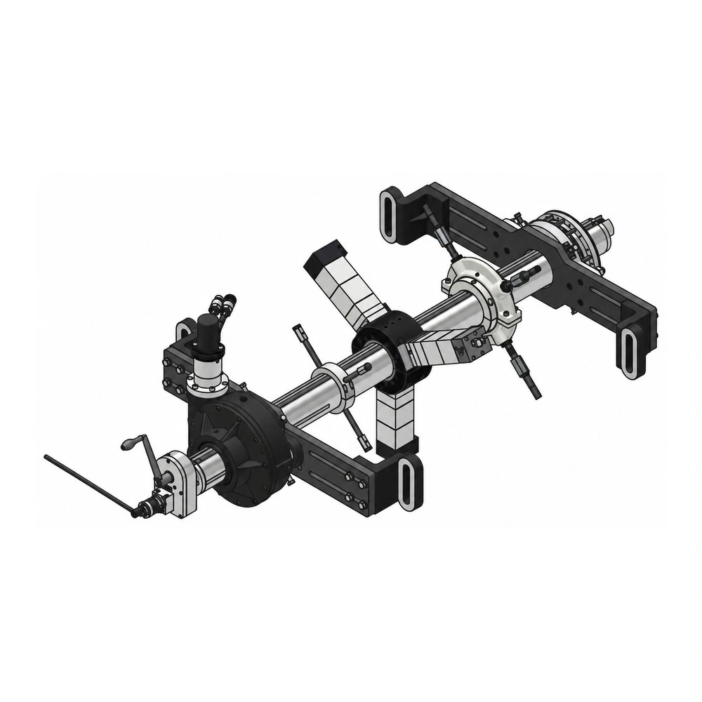 שרטוט תלת-ממד של מכונת קידוח קווי - 3D drawing of a line boring machine