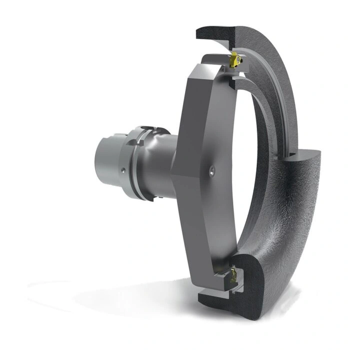 כלי Mapal לחריטת אינטרפולציה בחלק אלומיניום - MAPAL interpolation turning tool machining an aluminium part