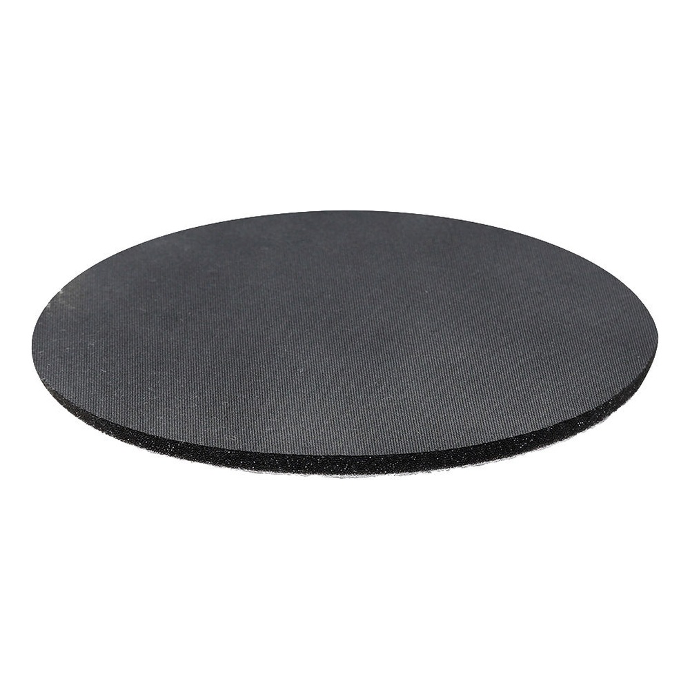 A round black sanding disc shown at a low angle on a white background
