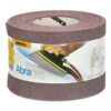 A brown mesh sanding roll with Mirka Abranet label, shown in a front view
