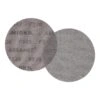 Two round mesh sanding discs overlapping each other on a white background